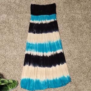 INC International Concepts Blue and Black Tie-Dye Skirt